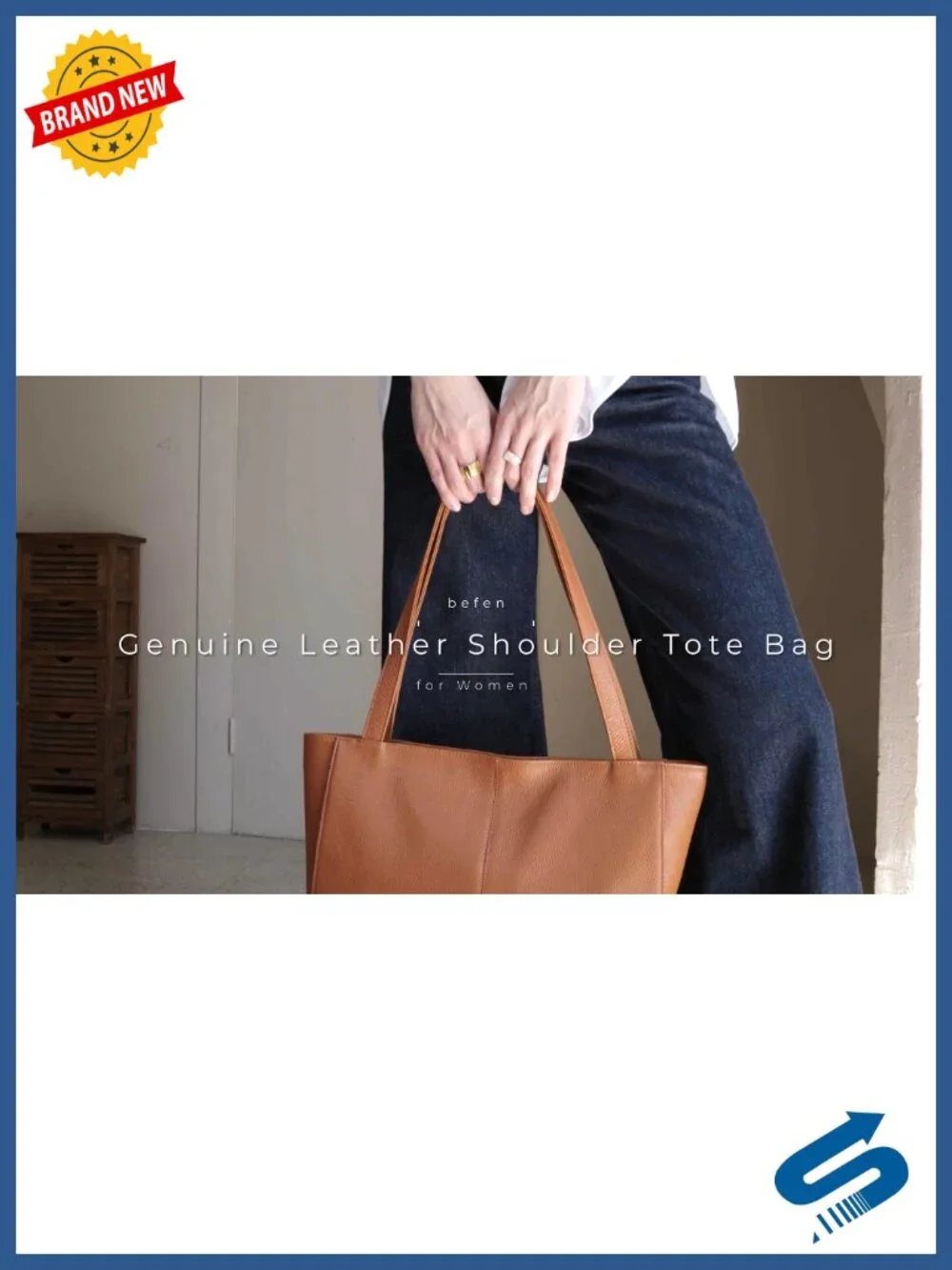 Genuine Leather Tote Bag for Women Work Travel Laptop Handbag